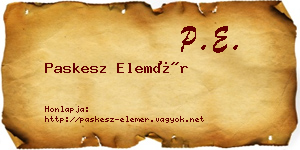 Paskesz Elemér névjegykártya